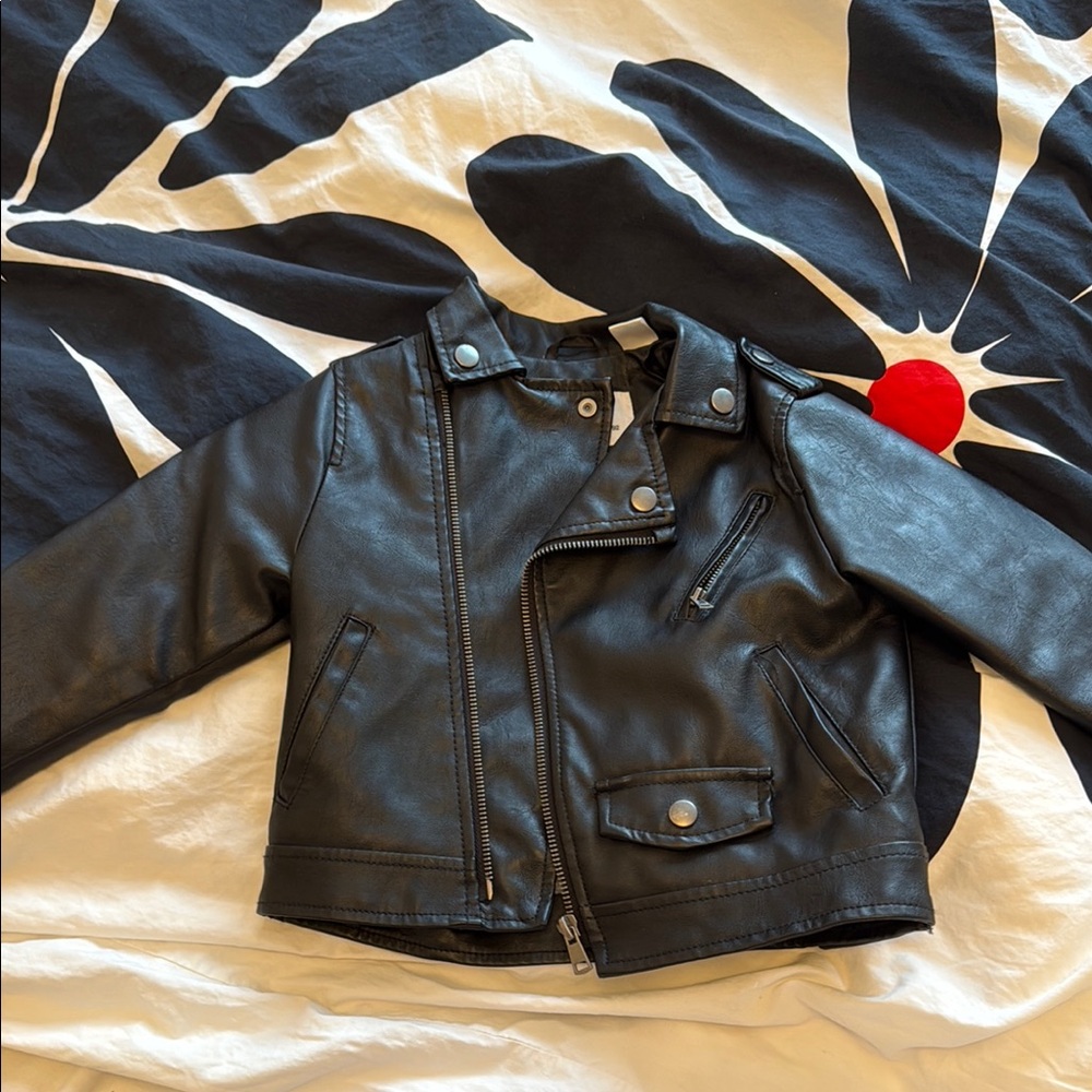Zara Black Kids Biker Lined Jacket size 18/24 m